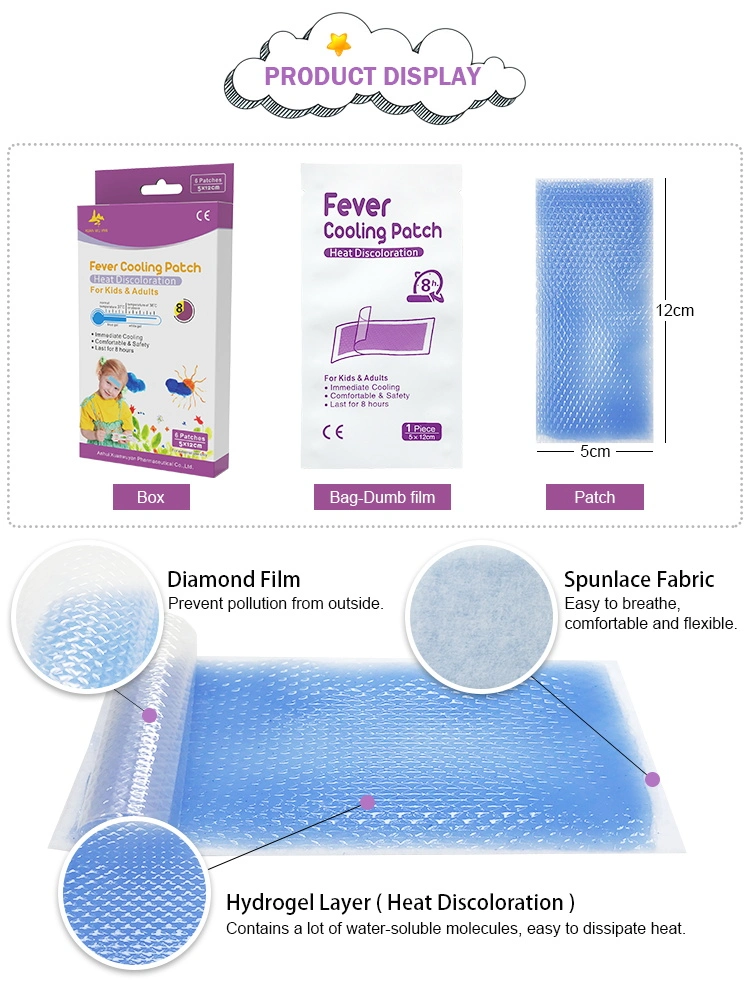 Basic Customization Wholesale Product Heat Discoloration Hydrogel Fever Cooling Patch for Kids