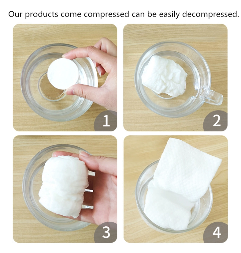 Customized 100% Cotton Compressed Towel Tablets Disposable Facial Towel Tablets Compressed Disposable Face Towel