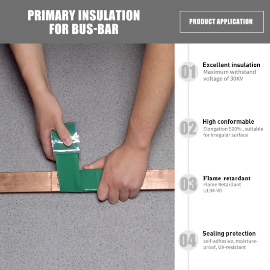 Ruban électrique en silicone auto-fusionnant pour l'isolation de barres omnibus haute tension